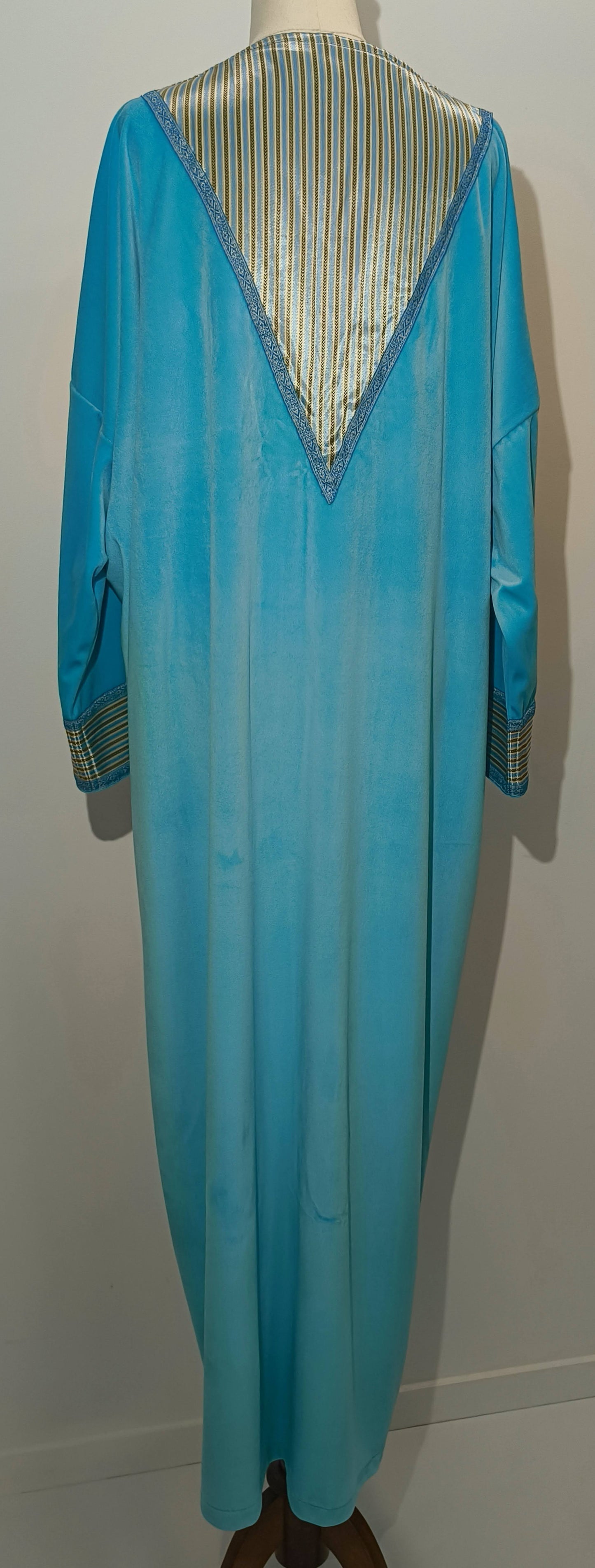 Abaya Coat Blue Velvet
