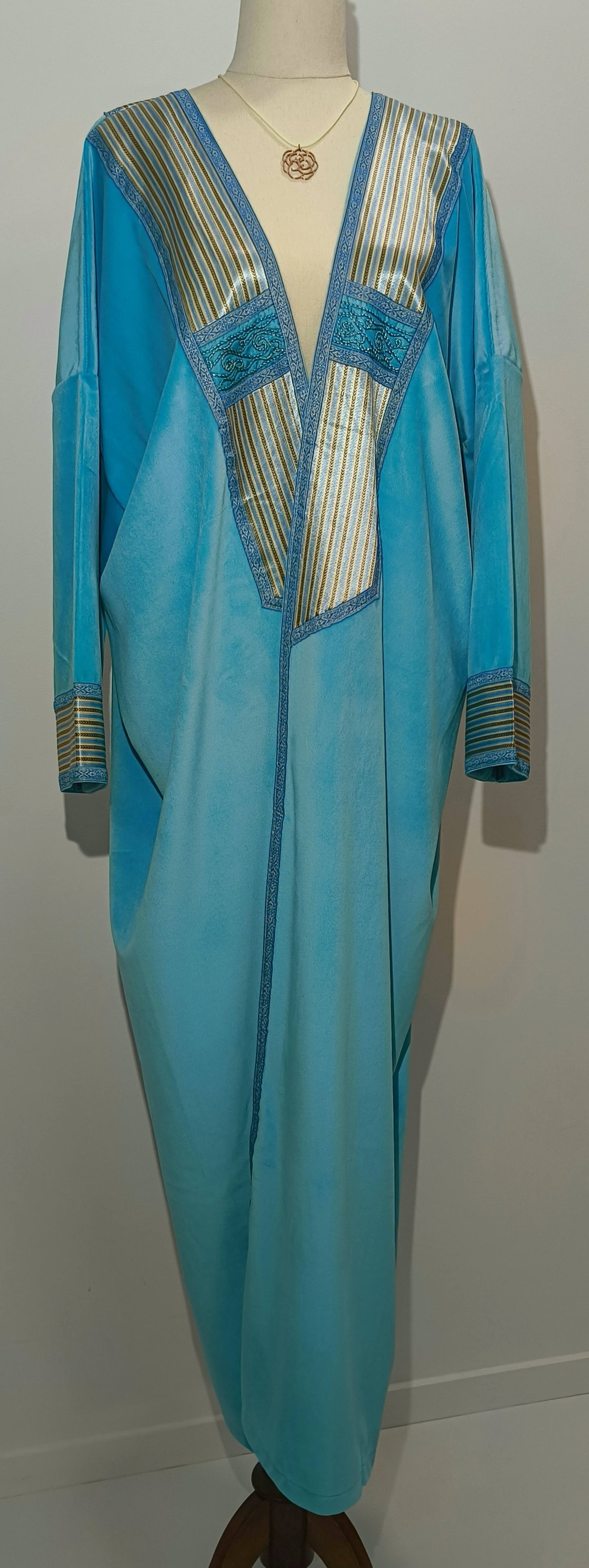Abaya Coat Blue Velvet