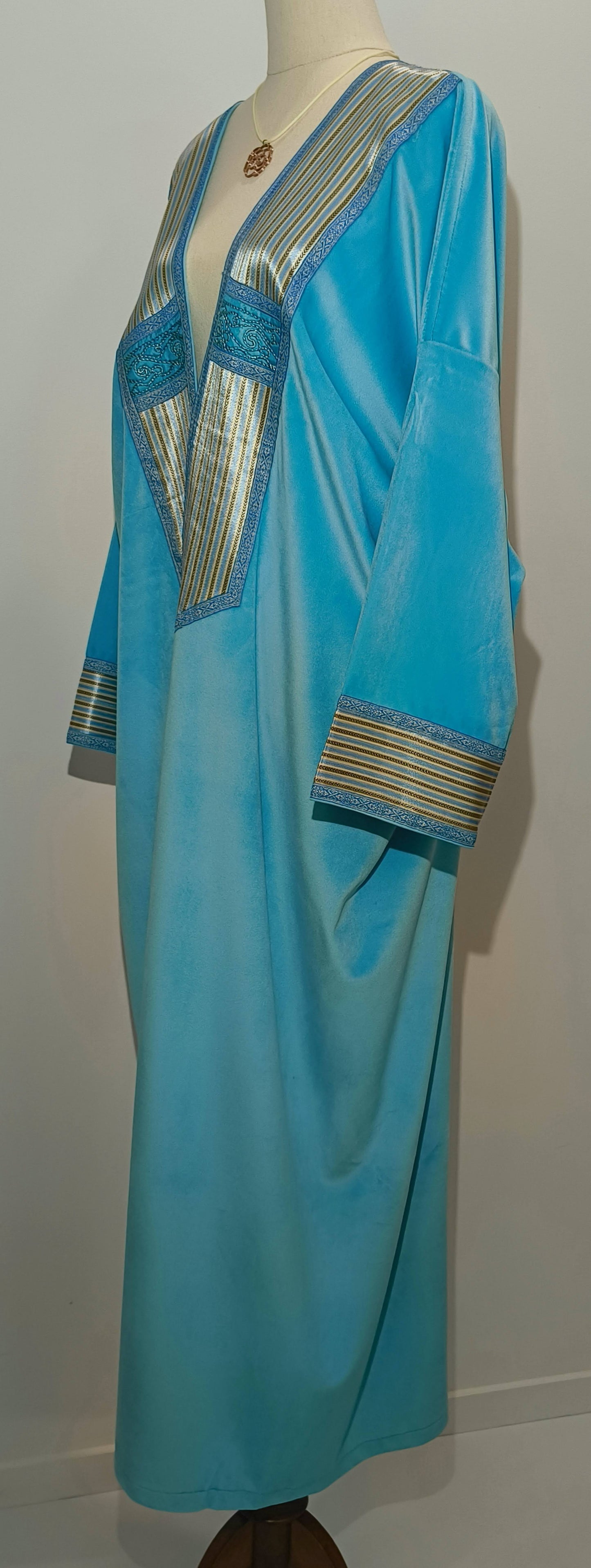 Abaya Coat Blue Velvet